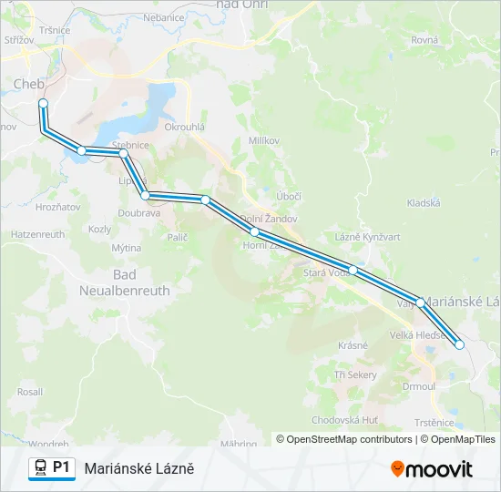 Поезд P1: карта маршрута