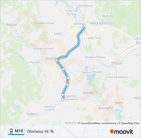 Поезд M10: карта маршрута