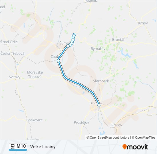 Поезд M10: карта маршрута