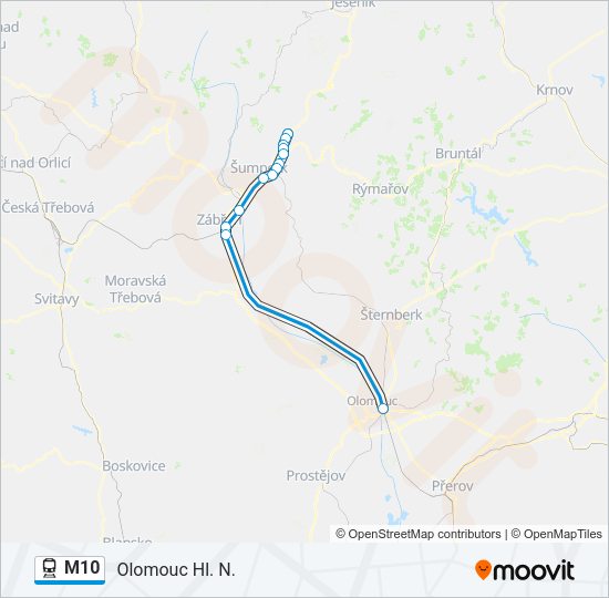 Поезд M10: карта маршрута