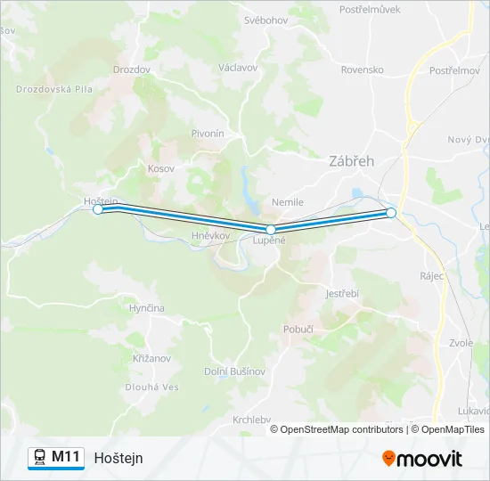 Поезд M11: карта маршрута
