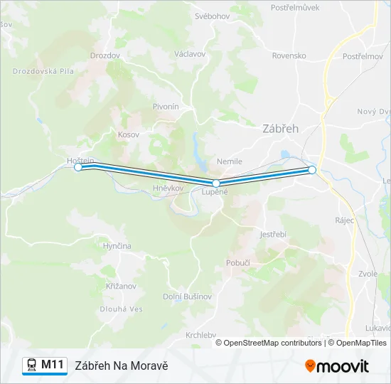 Поезд M11: карта маршрута