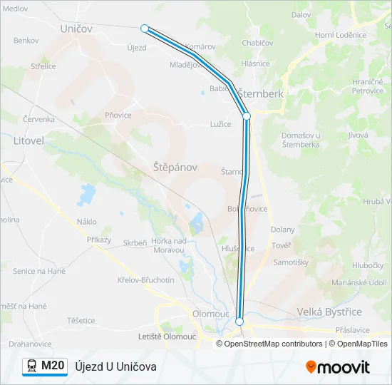 Поезд M20: карта маршрута