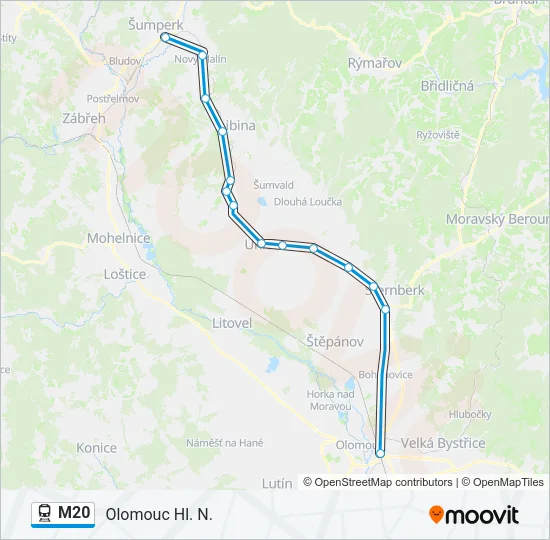 Поезд M20: карта маршрута