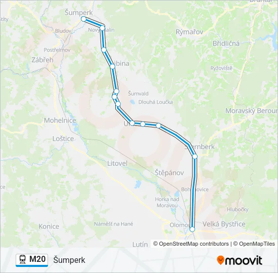 Поезд M20: карта маршрута
