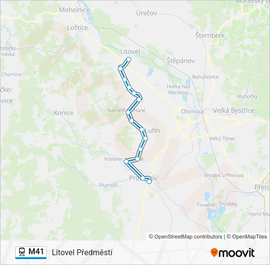 Поезд M41: карта маршрута