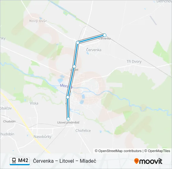 Поезд M42: карта маршрута