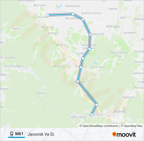 Поезд M61: карта маршрута