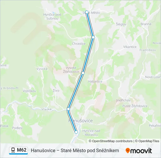 Поезд M62: карта маршрута