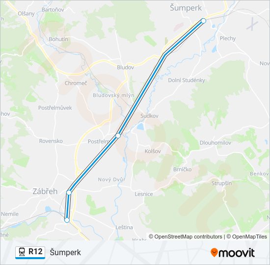Поезд R12: карта маршрута
