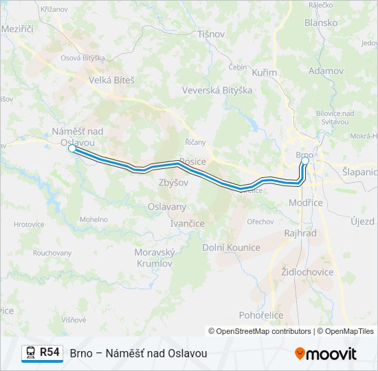 Поезд R54: карта маршрута
