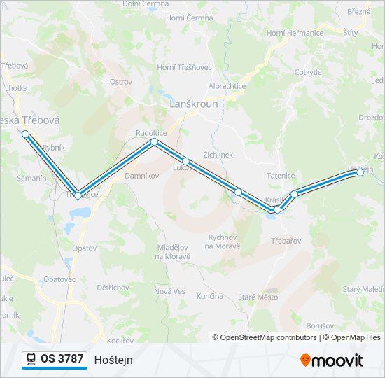 Поезд OS 3787: карта маршрута