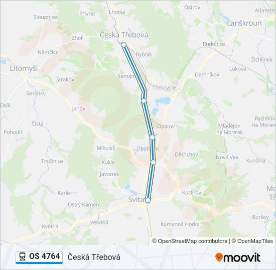 Поезд OS 4764: карта маршрута