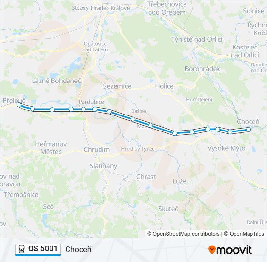 Поезд OS 5001: карта маршрута