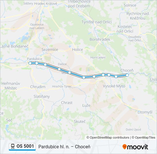 Поезд OS 5001: карта маршрута
