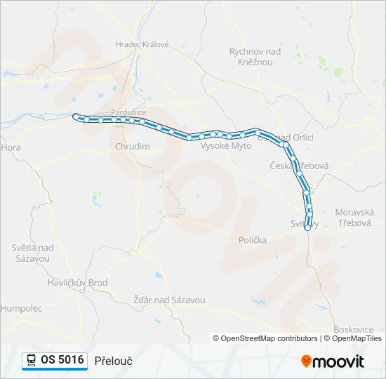 Поезд OS 5016: карта маршрута