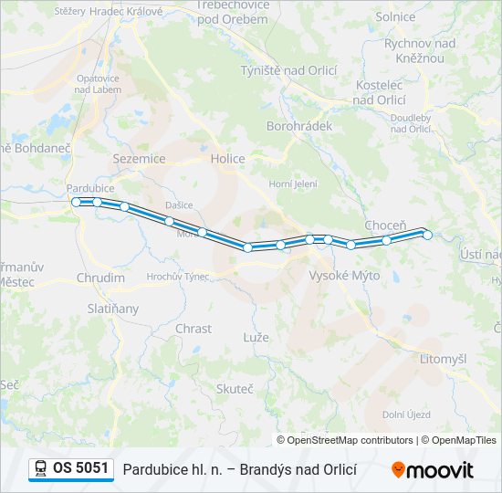 Поезд OS 5051: карта маршрута