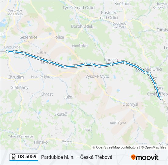 Поезд OS 5059: карта маршрута