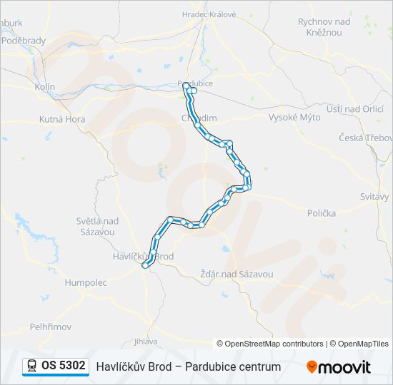 Поезд OS 5302: карта маршрута