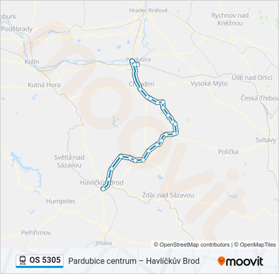 Поезд OS 5305: карта маршрута