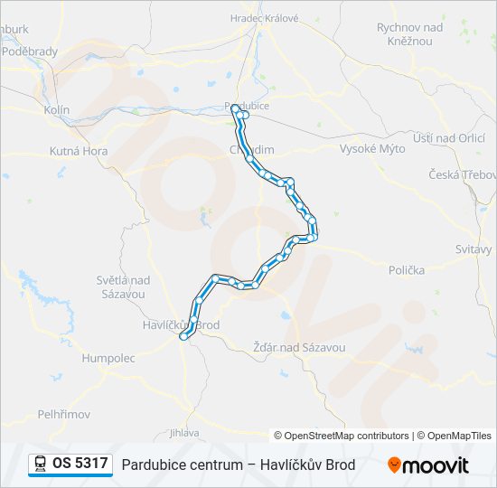 Поезд OS 5317: карта маршрута
