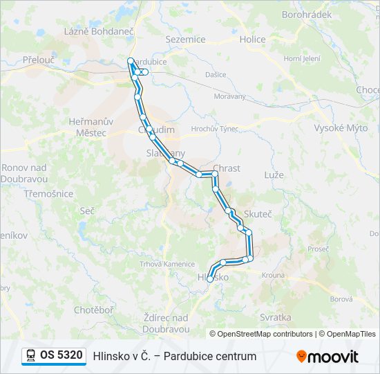 Поезд OS 5320: карта маршрута