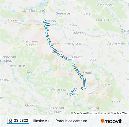 Поезд OS 5322: карта маршрута