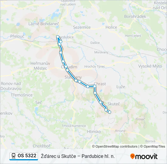 Поезд OS 5322: карта маршрута