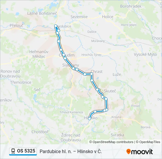 Поезд OS 5325: карта маршрута