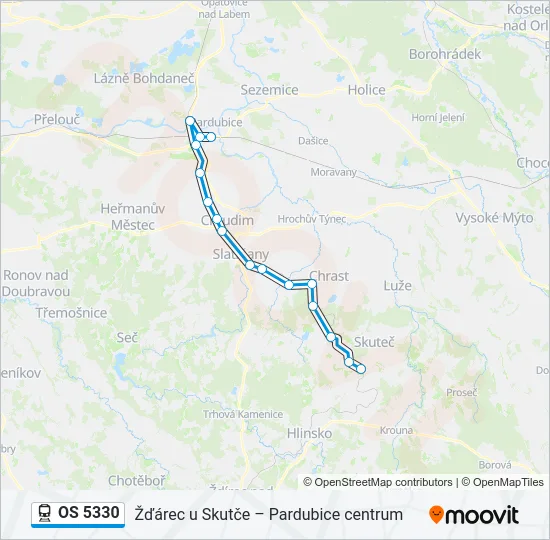 Поезд OS 5330: карта маршрута