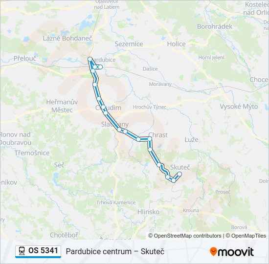 Поезд OS 5341: карта маршрута
