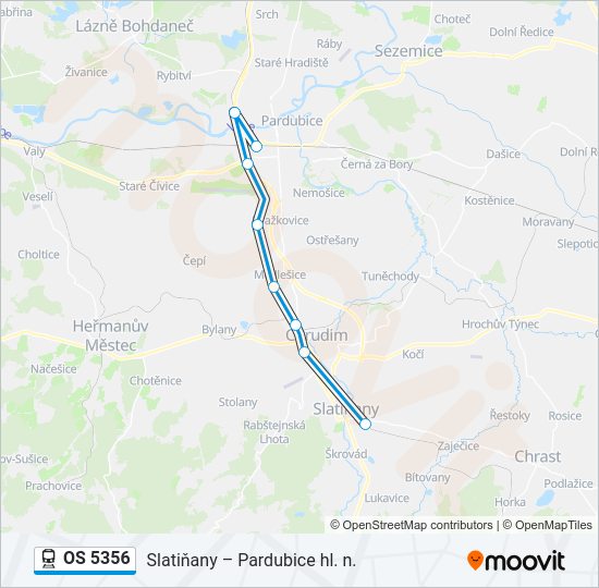 Поезд OS 5356: карта маршрута