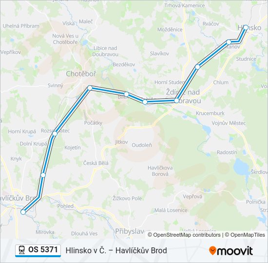 Поезд OS 5371: карта маршрута