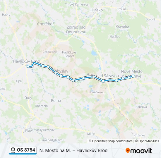 Поезд OS 8754: карта маршрута