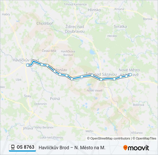 Поезд OS 8763: карта маршрута