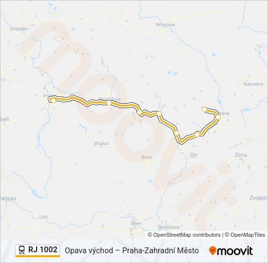 Поезд RJ 1002: карта маршрута