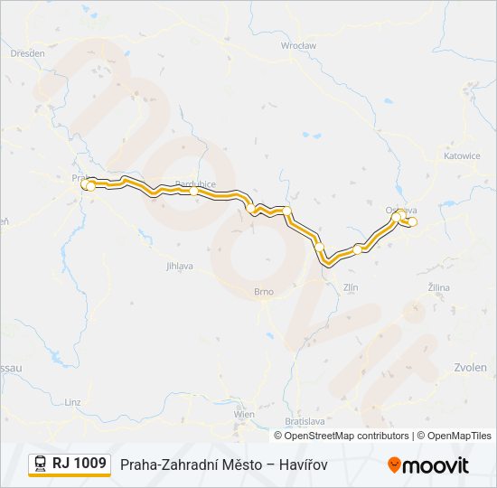 RJ 1009 Train Line Map
