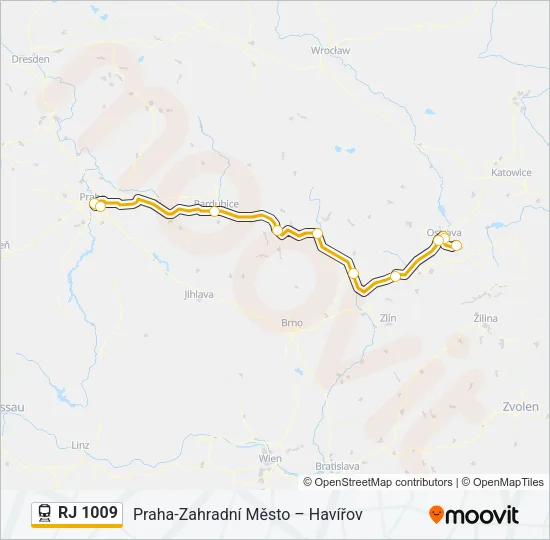 RJ 1009 Train Line Map