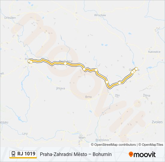 Поезд RJ 1019: карта маршрута