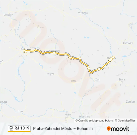 RJ 1019 Train Line Map