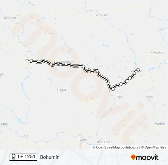 Поезд LE 1251: карта маршрута