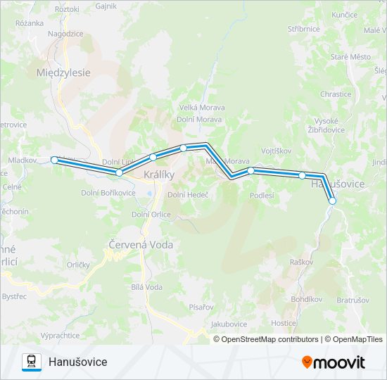 Поезд OS 20503: карта маршрута