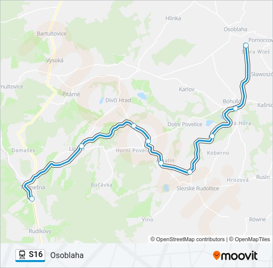 Поезд S16: карта маршрута