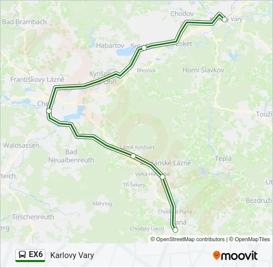 Автобус EX6: карта маршрута