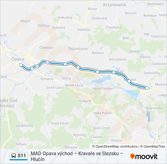 Автобус S11: карта маршрута