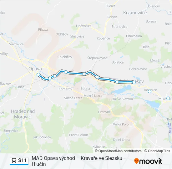Автобус S11: карта маршрута