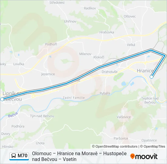 M70 Bus Line Map