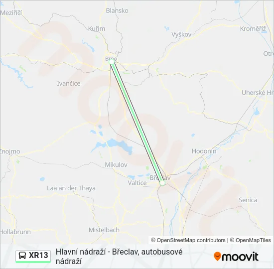 XR13 Bus Line Map