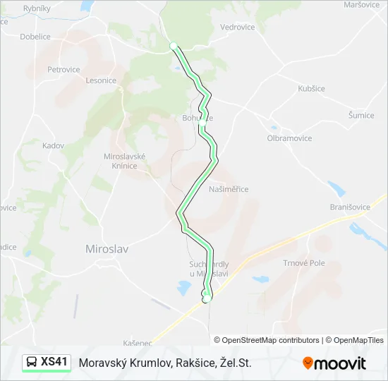 Автобус XS41: карта маршрута