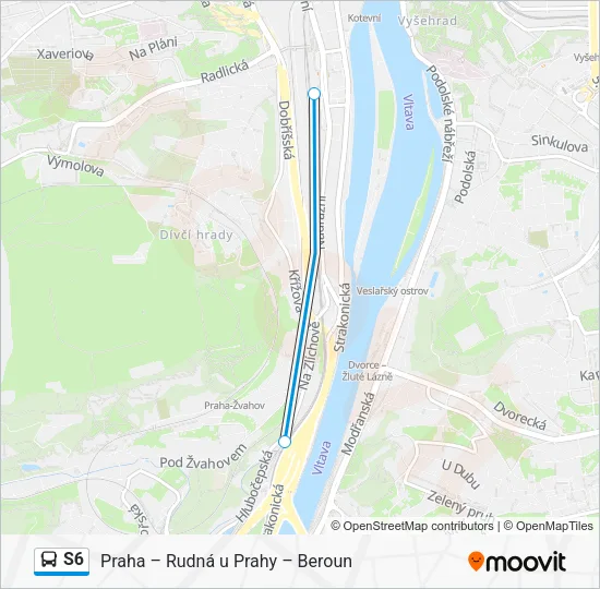 Автобус S6: карта маршрута